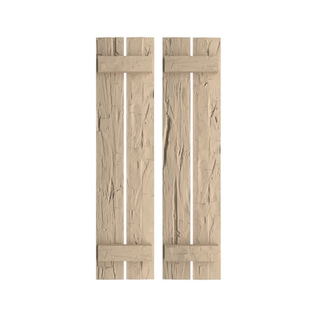 Rustic Two Board Spaced Board-n-Batten Hand Hewn Faux Wood Shutters, 11 1/2W X 34H